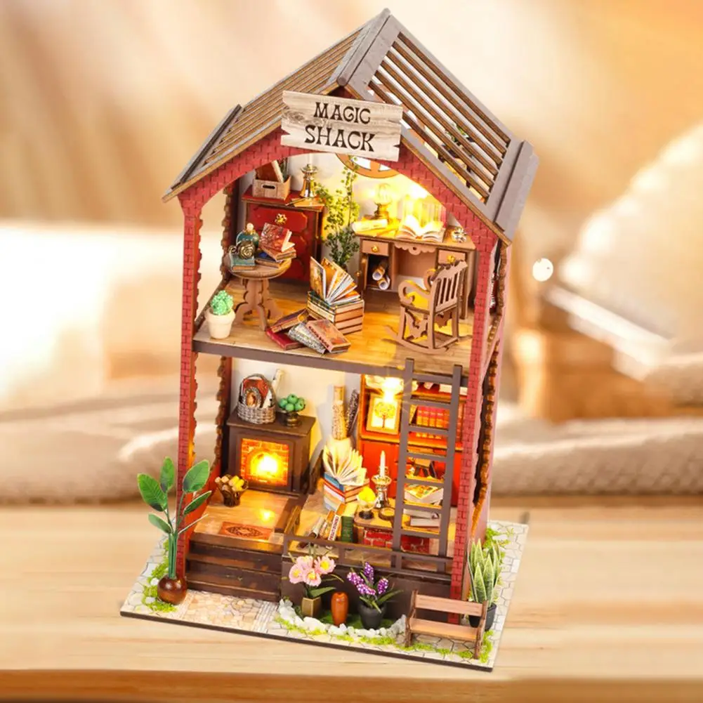 

1 Set DIY Wooden Villa Dollhouse Set Create A Cozy Book Corner with Exquisite Details Models Kit Toys