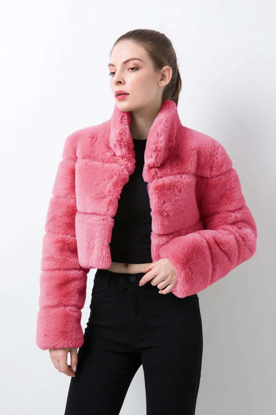 2022 New 6-color Fur Coat Short Sexy Hot Girl Imitation Fur Women's Coat Imitation Fox Fur Horizontal Stitching Artificial Fur