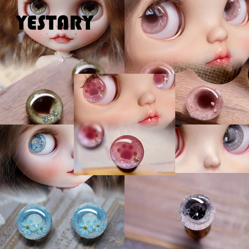 

YESTARY Blythe Eyes For Dolls Crafts BJD Doll Accessories Sparkling Eyes For Toys DIY Handmade Drop Glue Magnet Eye Piece Blythe