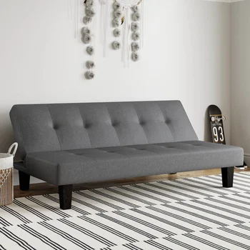 Gray Fabric Moore Tufted Living Room Futon 2