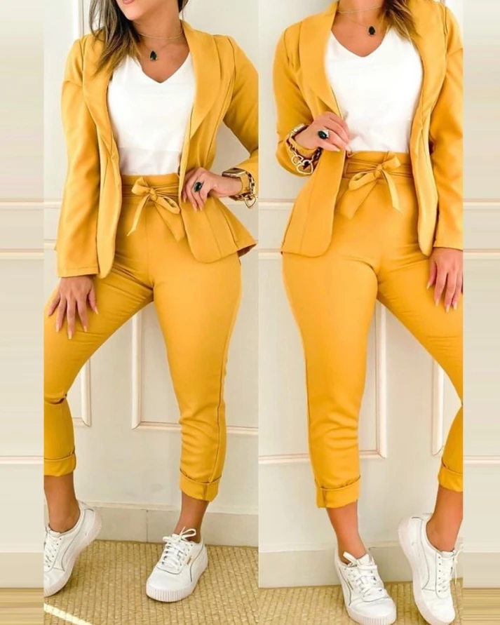 

Блейзер и брюки с длинным рукавом и воротником-шалью, Осень-зима 2022, модная женская одежда в европейском и американском стиле