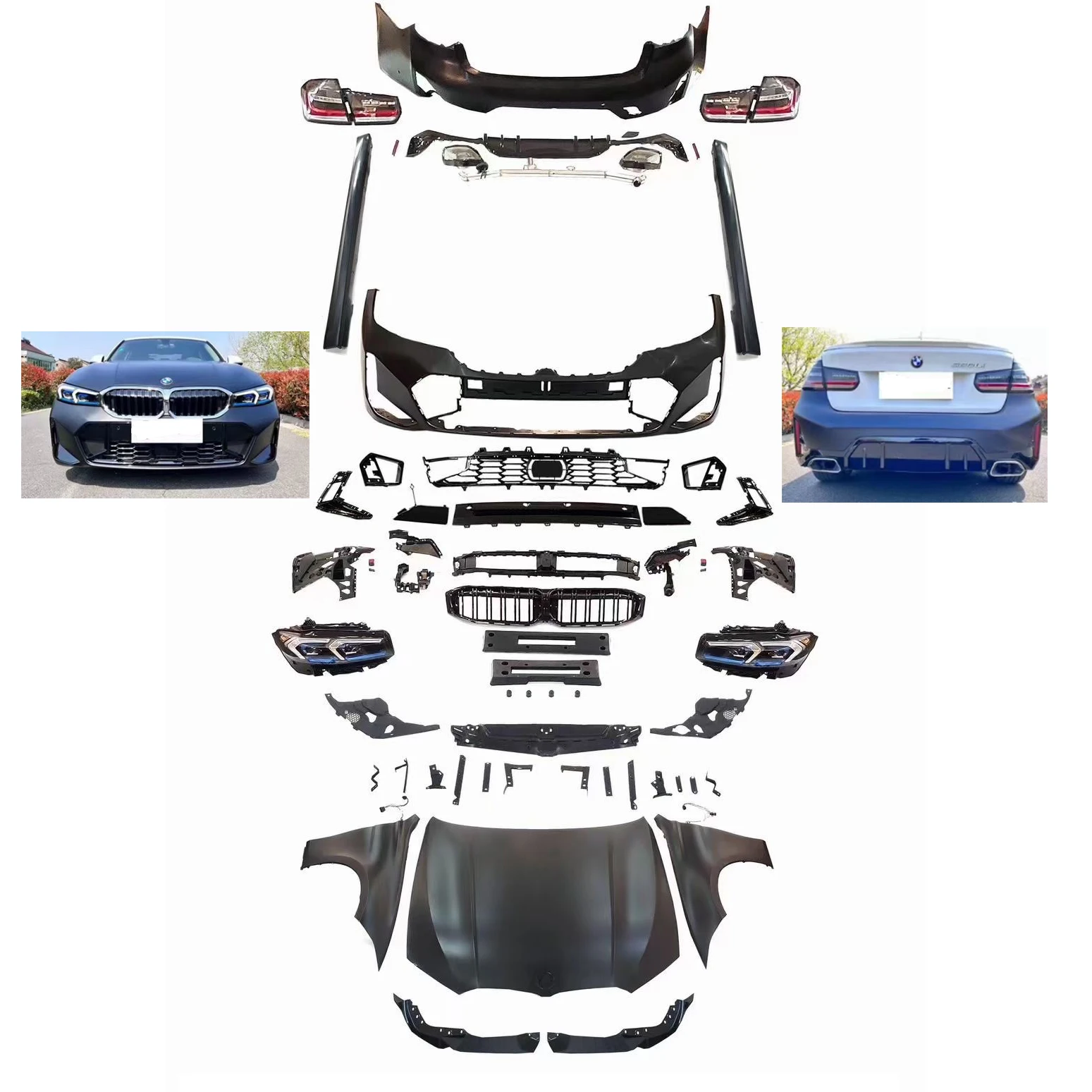 Verwendet для BMW 3er F30 F35 Upgrade-Variante G20 G28 MT Body Kit Hauben Scheinwerfer Front-und Hecks toдостаточный Stangen