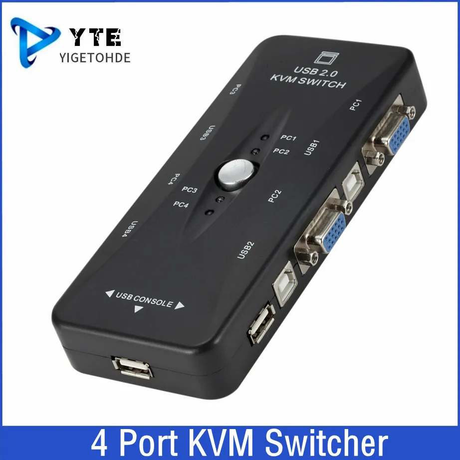 

Четырехпортовый Kvm-переключатель YIGETOHDE, USB 2,0, VGA-разветвитель, принтер, мышь, клавиатура, флеш-накопитель, коммутатор 1920*1440 VGA, адаптер-переключатель