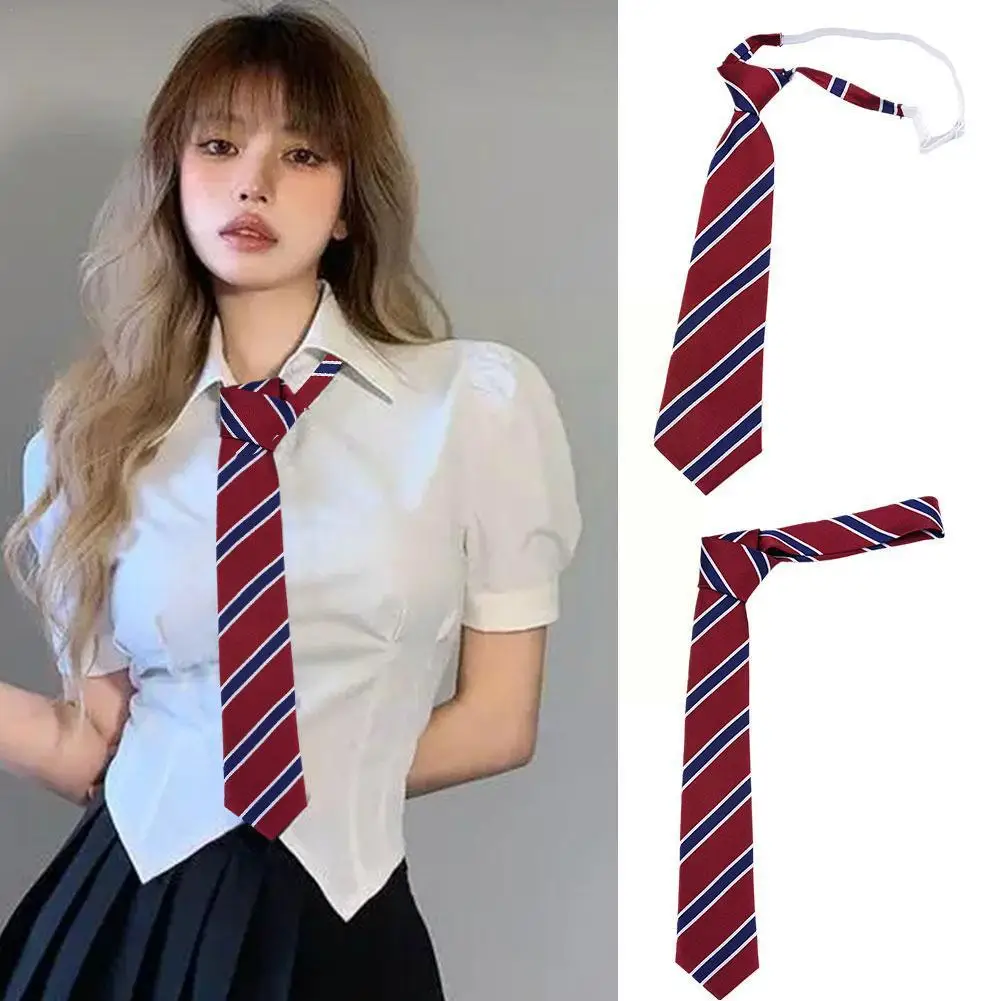 

Women Men Stripe Tie Retro Jacquard Neck Tie Slim Necktie Jk Simple Trendy Accessories Style Korean All-match College H0u7