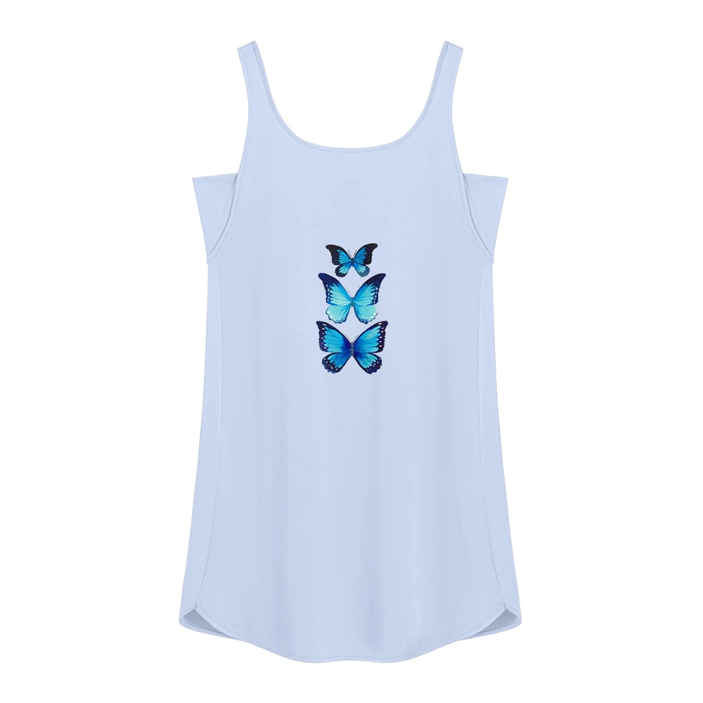 

Cotton Women Nightgown Cartoon butterfly Print Sleeveless Sleep Shirts Summer Night Dress Camisoles Loose Sleepwear Homewear
