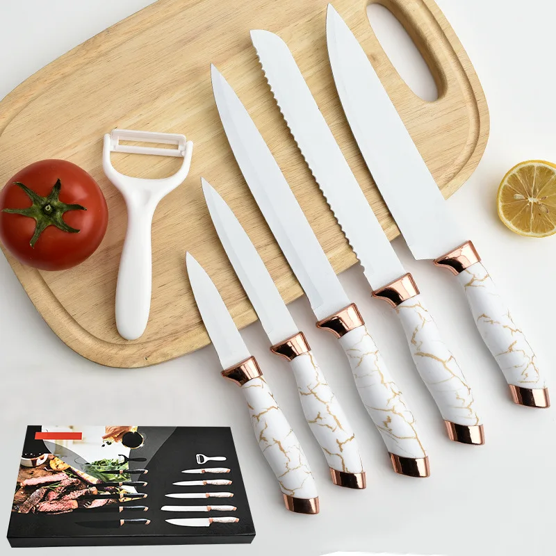 

Кухонный нож из нержавеющей стали, мраморный нож с ручкой из ПП, Подарочный нож, кухонный инструмент, кухонные аксессуары, набор кухонных ножей, ножи
