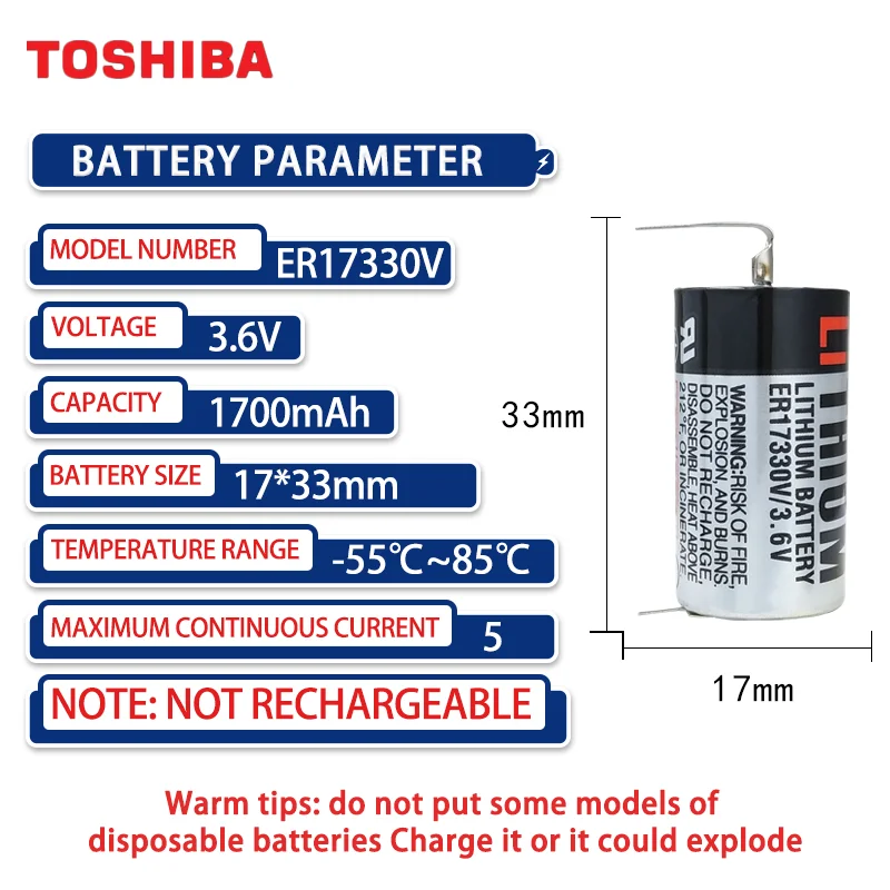 TOSHIBA ER17330V 3 6 В первичная литиевая батарея для Mitsubishi PLC сервосистема A6BAT/MRBAT