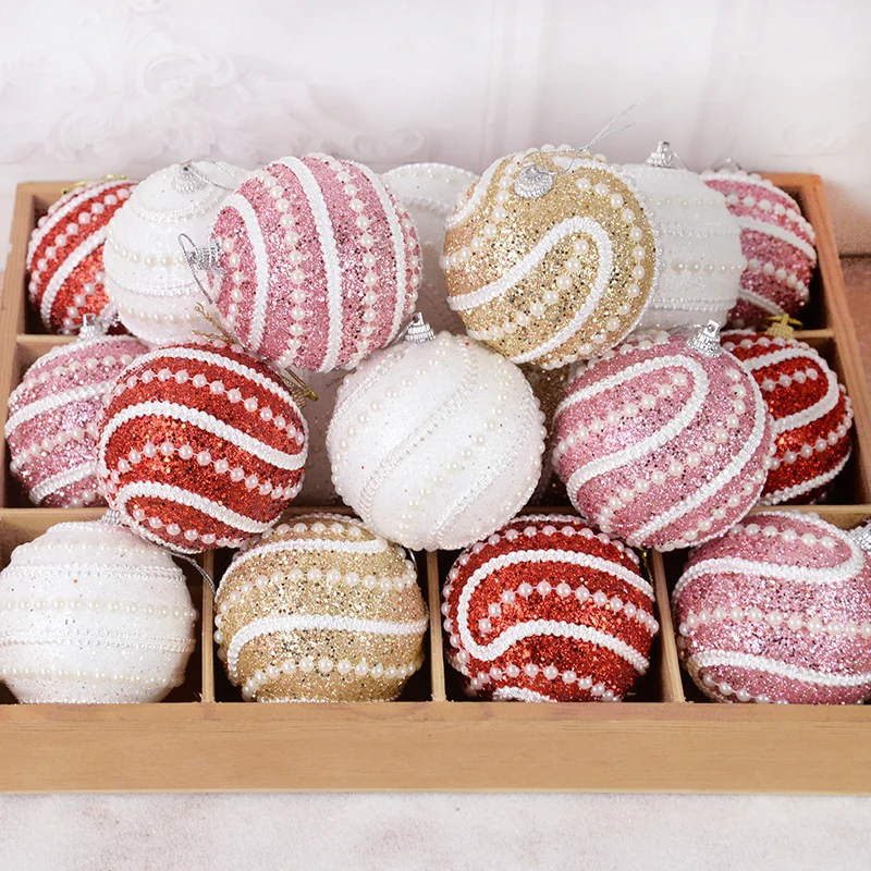 

2/4Pcs 8cm Christmas PE Foam Ball Ornaments Xmas Tree Hanging Balls Christmas Decoration 2024 New Year Home Decor Navidad