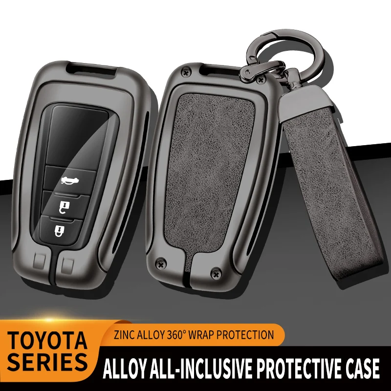 

New Zinc Alloy Leather TPU Car Remote Key Bag For Toyota Highlander Camry Corolla RAV4 Prado 2018 2020 2021 2010 22 Accessories
