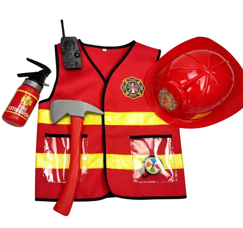 2022 Kids Firefighter Cosplay Little Fireman Firemen Costume Uniform for Boy Child Halloween Carnival Party Costumes for Boys