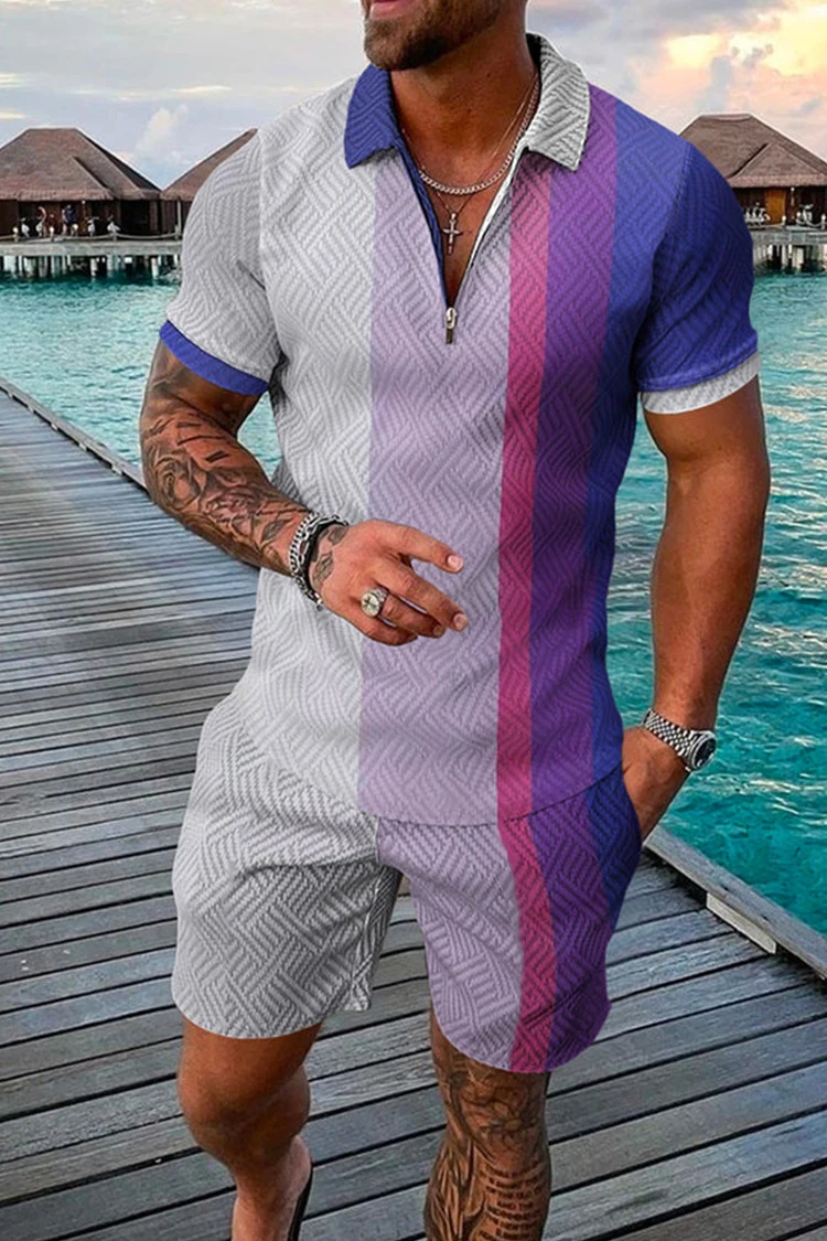 2023 Men Sports Suit Summer Short-sleeved Polo Shirt And Shorts Suit Two-piece Men's Golf Sports Fitness Clothing Oversized Size