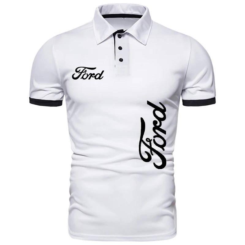 

Рубашка-поло мужская с принтом логотипа Ford, хлопковая дышащая футболка с короткими рукавами, модная майка