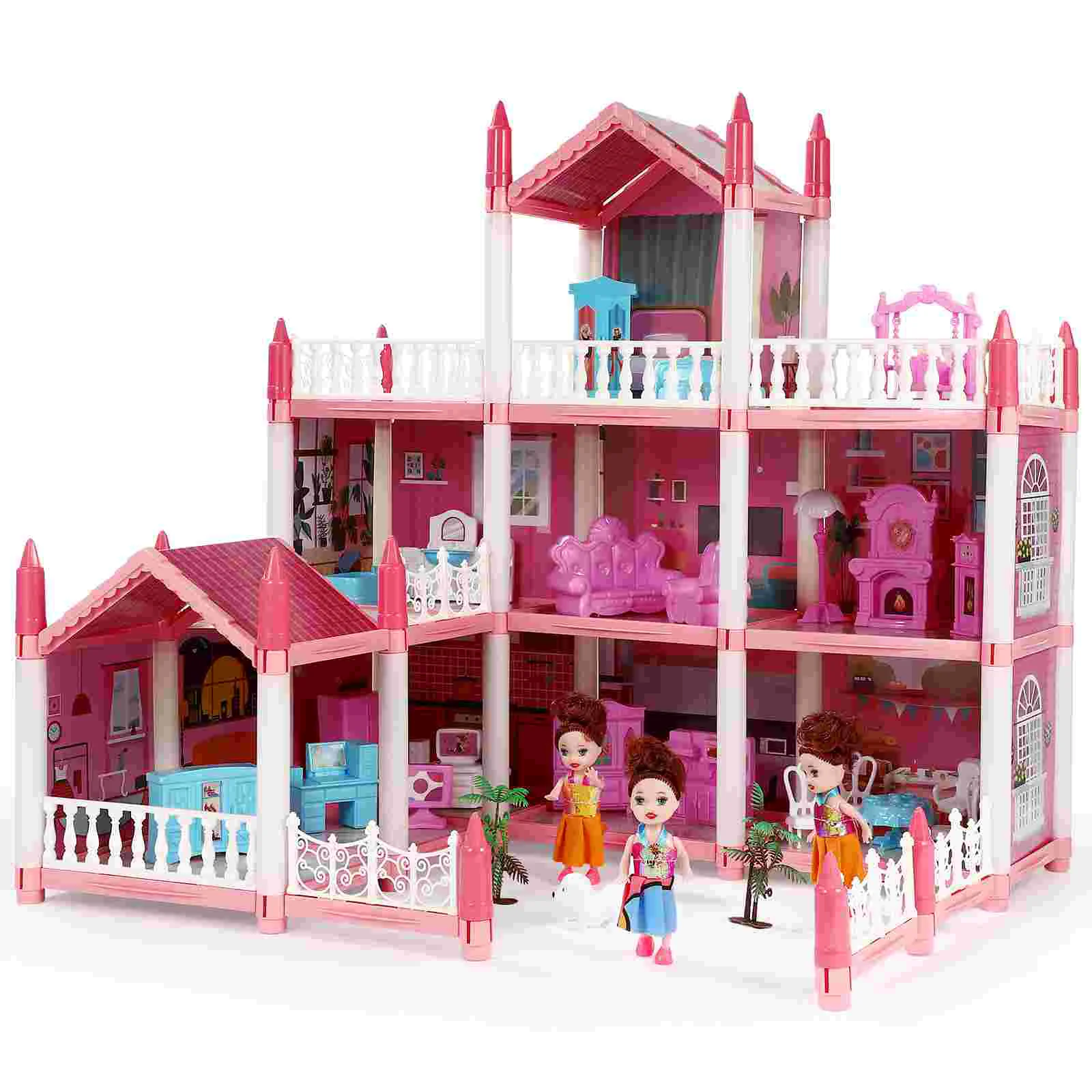 

House Mansion Playhouse Furniture Princess House Girls House With Light Strip