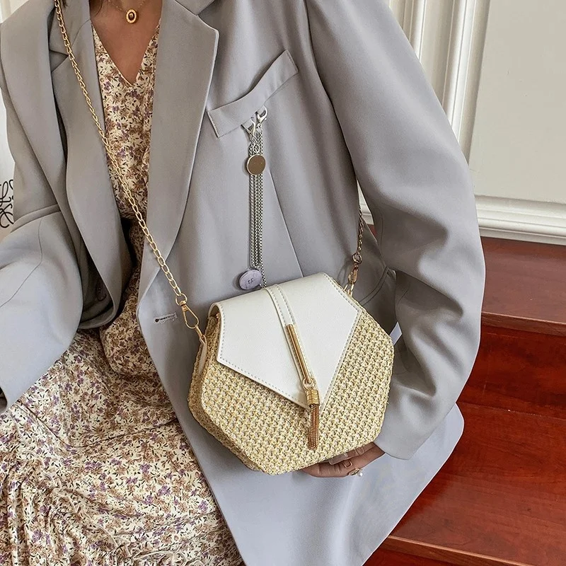 

Сумка женская ручной работы, плетеная вместительная сумочка-мессенджер из искусственной соломы, весна-лето