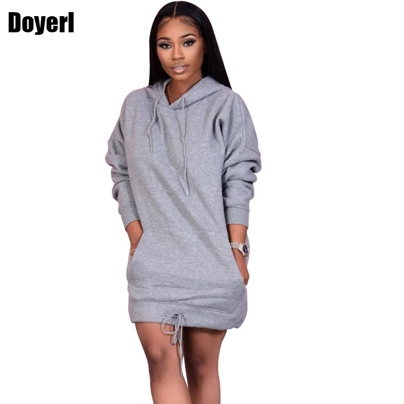 

Женское платье-свитшот с капюшоном, с длинным рукавом и карманами