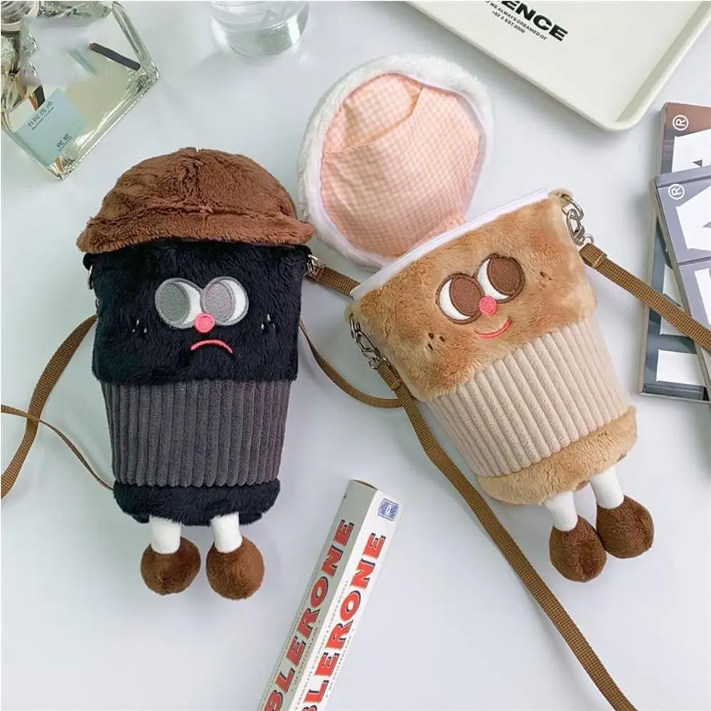 Tea Doll Coffee Cup Plush Bag Portable Cartoon Americano Backpack Mobile Phone Bag Soft Latte Coffee Crossbody Bag Women