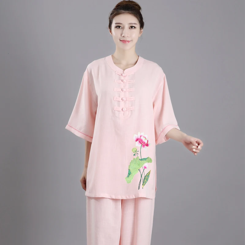 

Униформа кунг-фу с коротким рукавом и вышивкой, унисекс, 2023