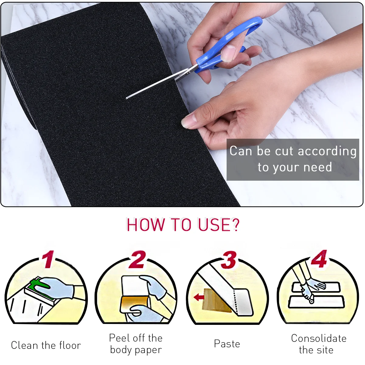 Наклейки для лестничного настила 5 м х 15 см