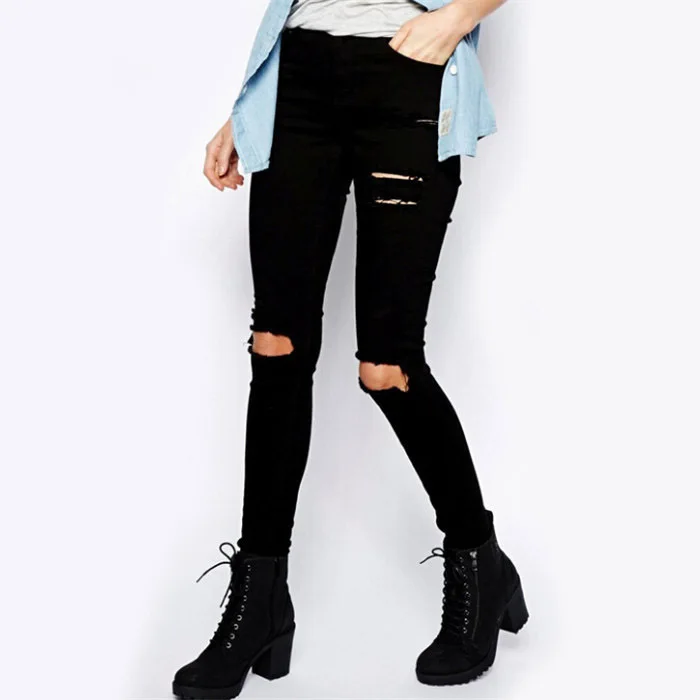 

High Elastic Pencil Pants Women Jeans Ripped 2023 Fashion Skinny Jean Trousers Slim Sexy Summer New Comfy Stretch Long Pants
