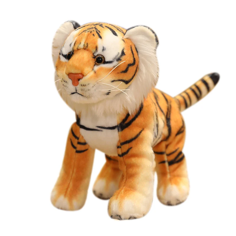 

Hot New 1pc 17cm-25cm Cute Simulation Tiger Lion Leopard Plush Toy Stuffed Soft Wild Animal Dolls for Children Birthday Decor
