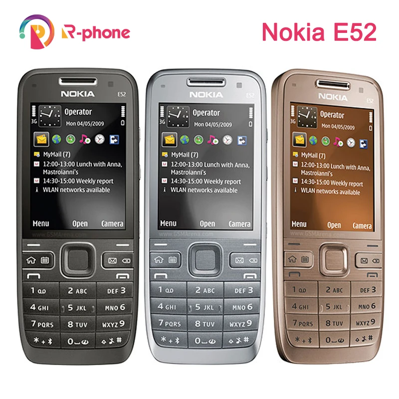 Nokia E52 оригинальный мобильный телефон Bluetooth WIFI GPS 3G сотовый русская клавиатура