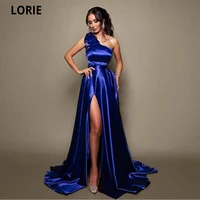 lorie royal blue women prom dresses 2022 one shoulder with bow side split evening gowns long wedding party gown robes de soir%c3%a9e