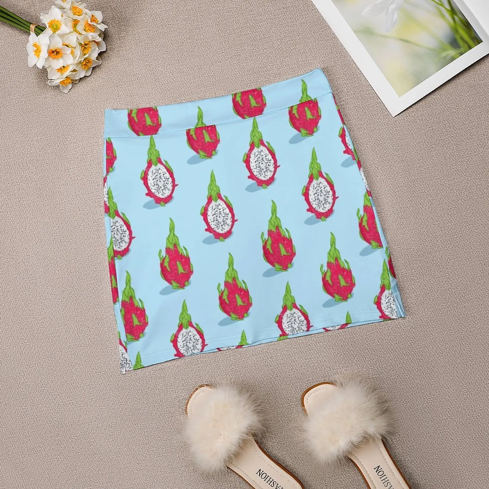 Новое Женское Двухслойное короткое платье с принтом дракона и фруктов