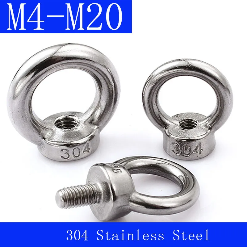 

M4 M5 M6 M8 M10 M12 M14-M20 304 Stainless Steel Lifting Eye Bolts Nuts Eyebolts