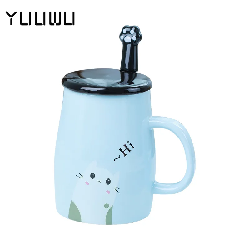 

Креативные керамические кофейные кружки с изображением кошки, парные чашки с ложкой, Подарите вашей подруге хороший подарок, посуда для нап...