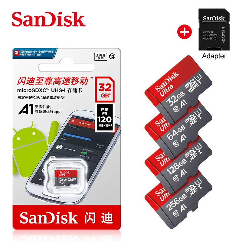 Sandisk micro sd 64 gb cartao de memoria 128gb class 10 microsd 16gb 32gb tf flash memory card 256gb 512gb for samsung tablet