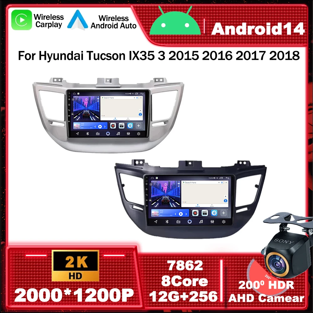 Android 14 для Hyundai Tucson IX35 3 2015 2016 2017 2018 Автомобильный радиоприемник Мультимедийный