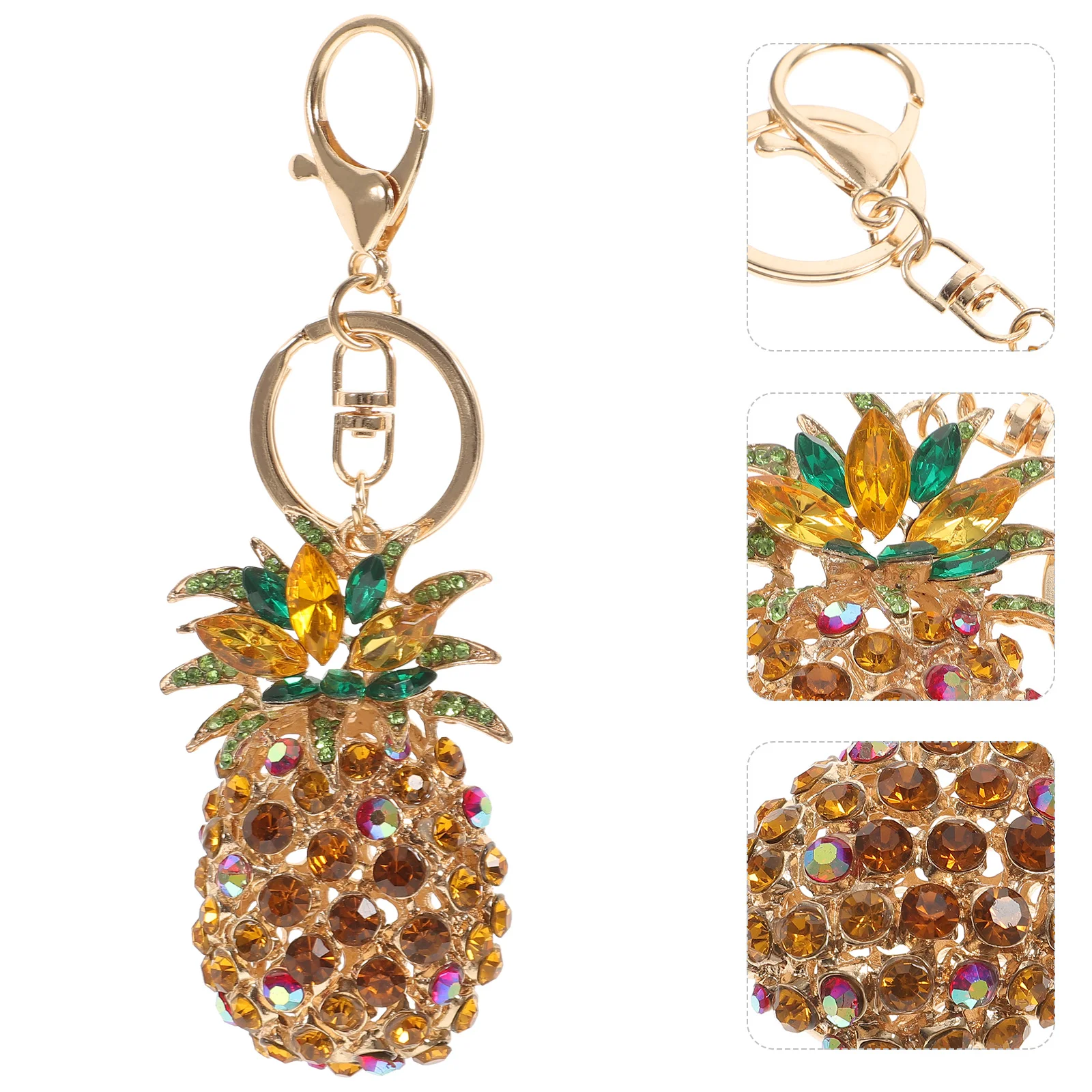 

Hanging Key Ring Ornament Fashion Rhinestone Pineapple Keychain Pendant Creative Keychain Accessory