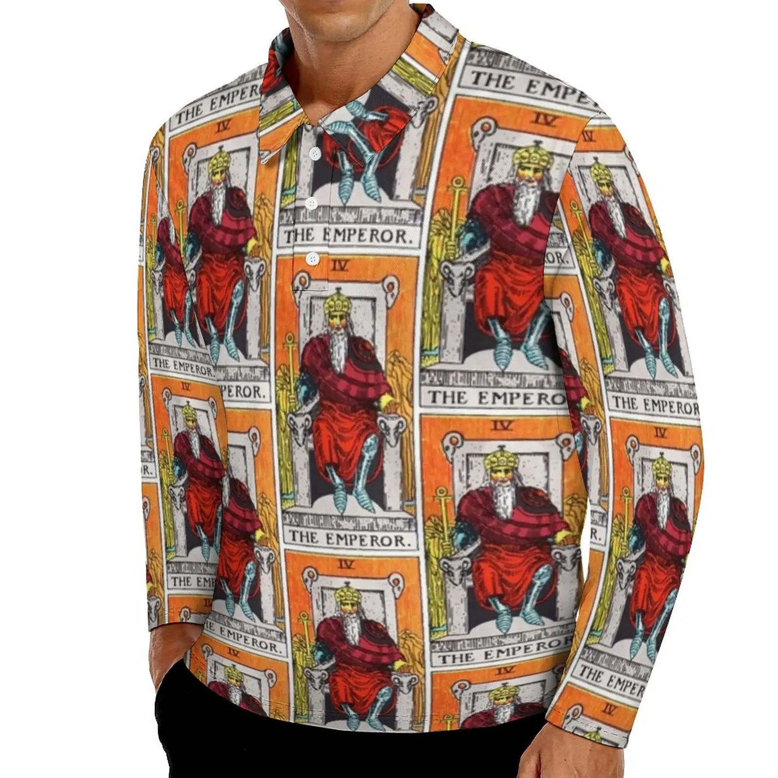

The Emperor Tarot повседневные футболки с винтажным принтом рубашки поло мужские модные рубашки весенние с длинным рукавом Пользовательские топы ...