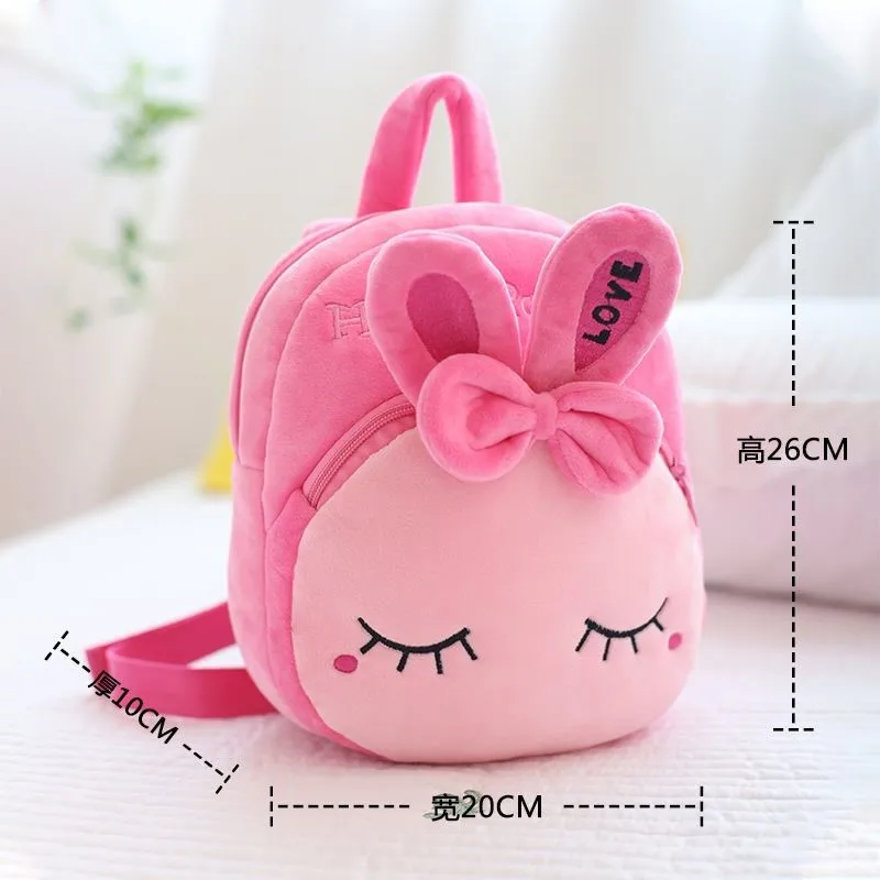 Plush Children SchoolBag Cute Bow Tie Rabbit Backpack for Boys Girls Kids Cartoon School Bags Kindergarten Preschool Baby Bag