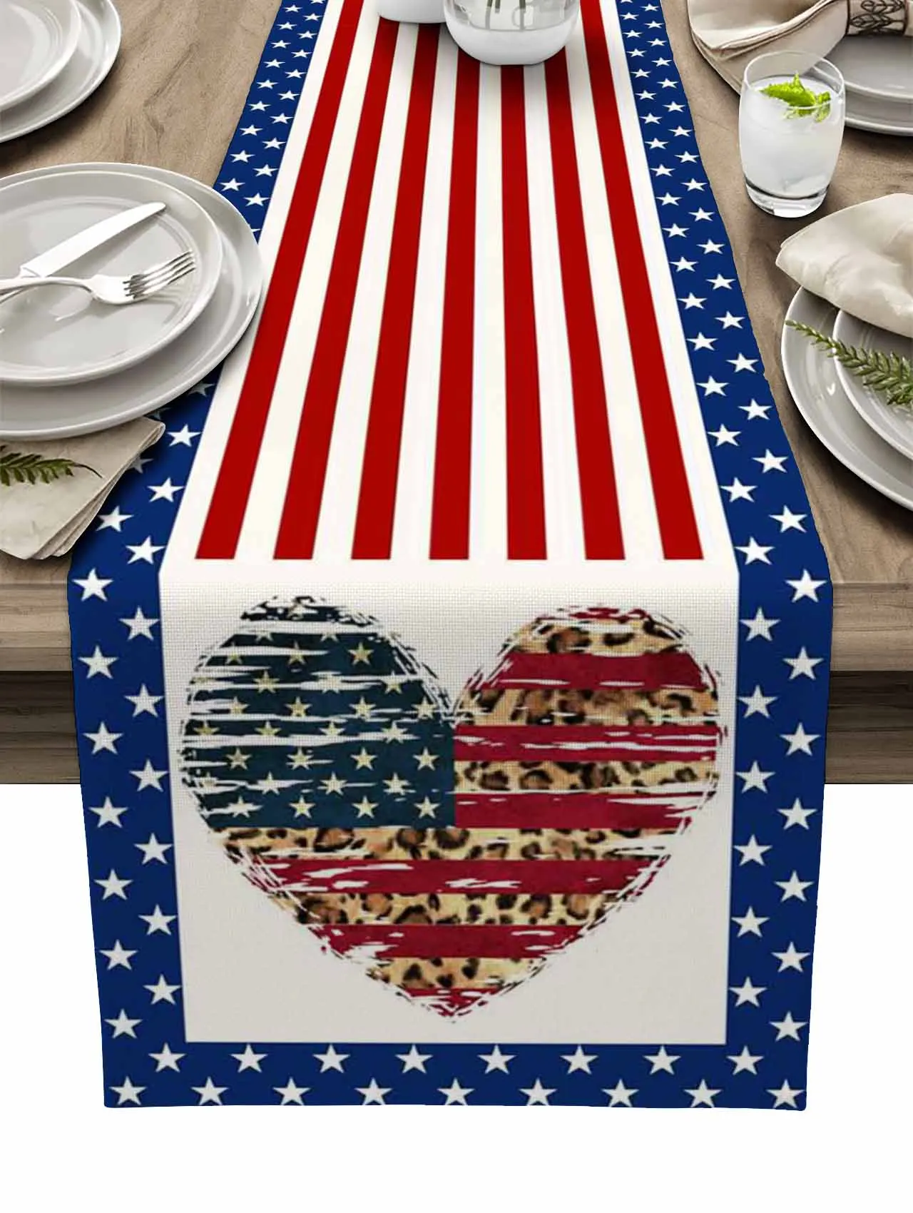 

Flag Day Flag Love Table Runner Wedding Dining Table Decor Tablecloth Table Runner for Banquet Party
