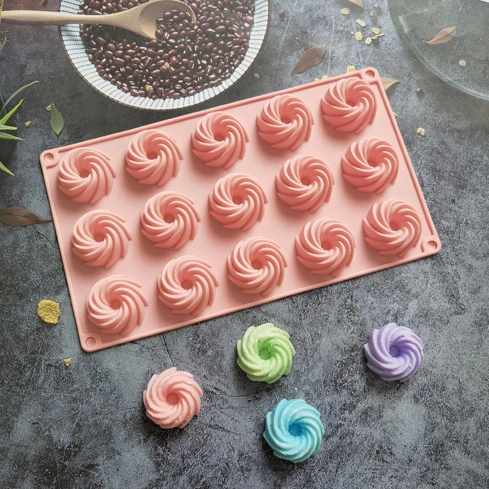 

Mini Spiral Shaped 15 Cavitys Silicone Cake Molds for Baking Dessert Mousse New Decorating Moulds 3D DIY Cake Chocolate Bakeware