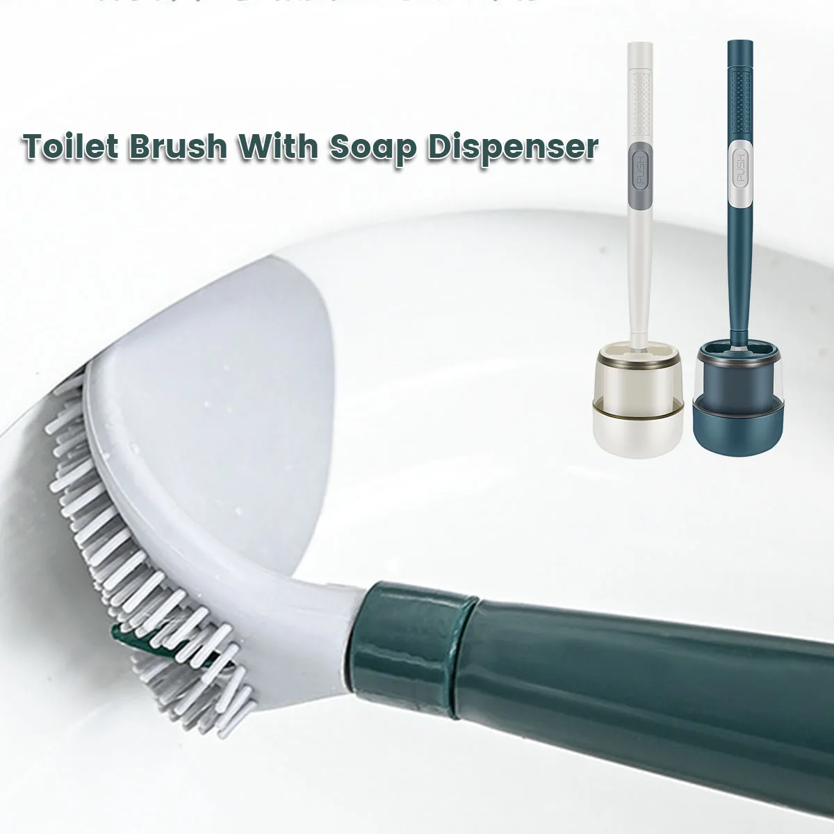 

L Toilet Brush with Soap Dispenser Refillable Household Toilet Brush Cleaner No Dead Angle Compact Toilet Brush with Base