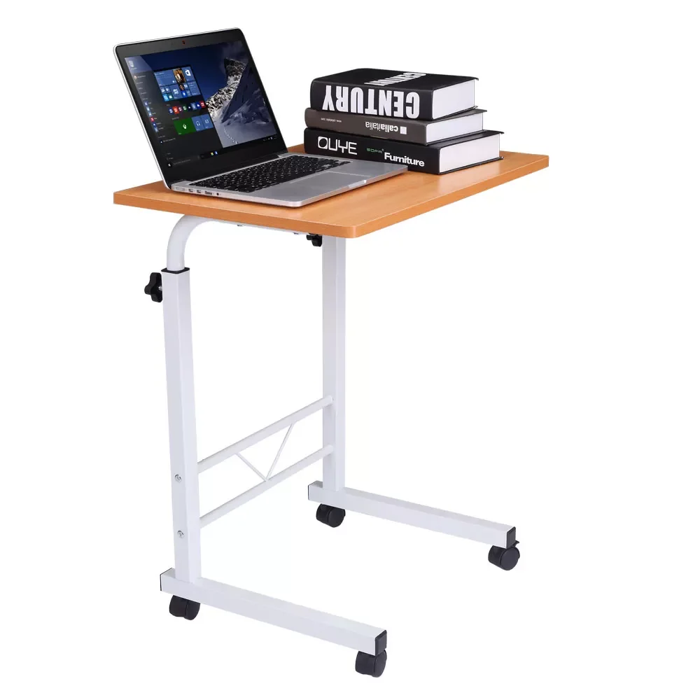 

Removable Office Computer Desk P2 15MM Chipboard&Steel Side Table 60x40x70-96CM Beech Wood Color[US-Stock]