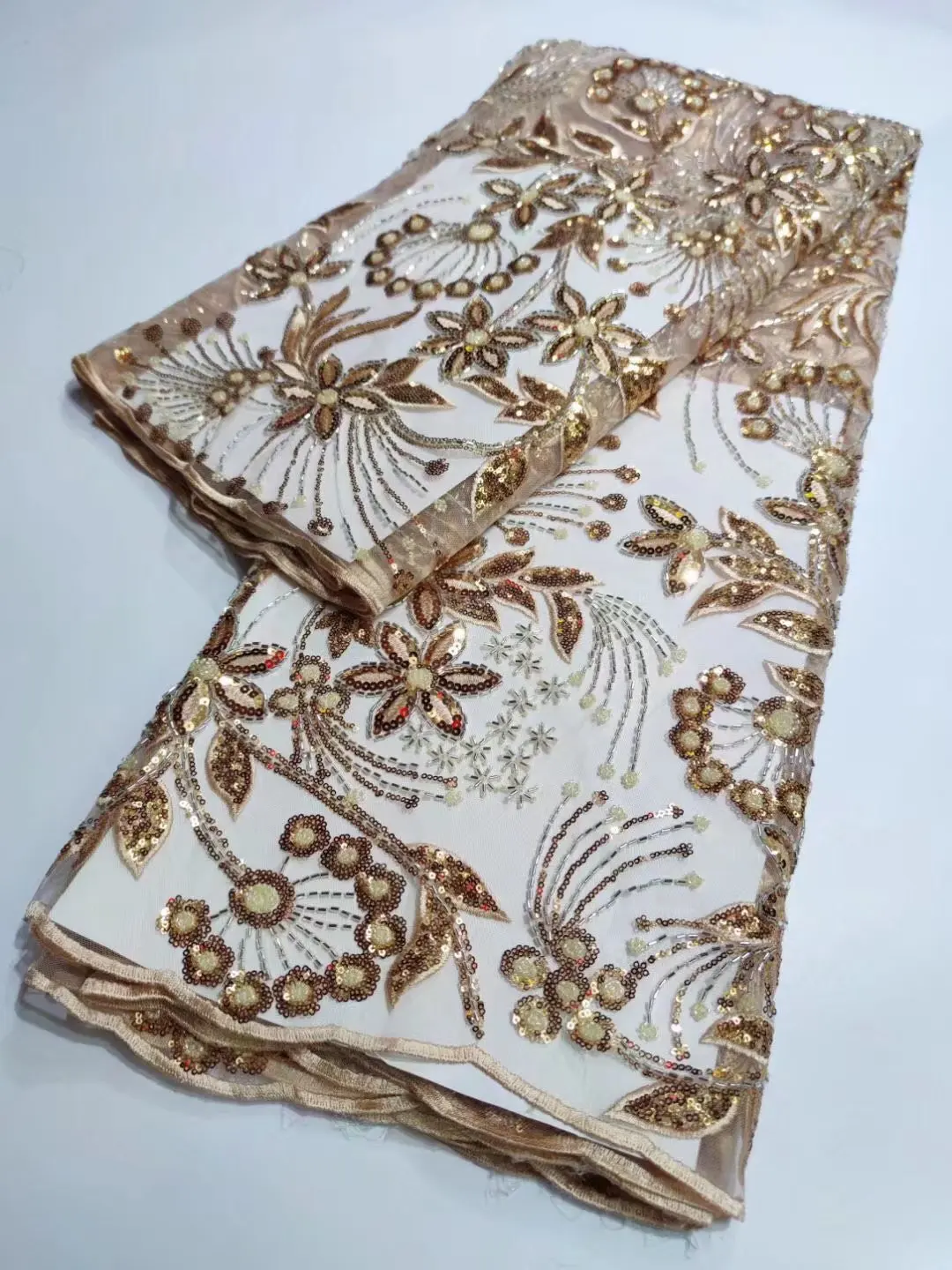 

Fashion African Lace Fabric High Quality Pink Lace Nigerian Lace Fabric 2022 High Quality Lace With Beaded 5yards
