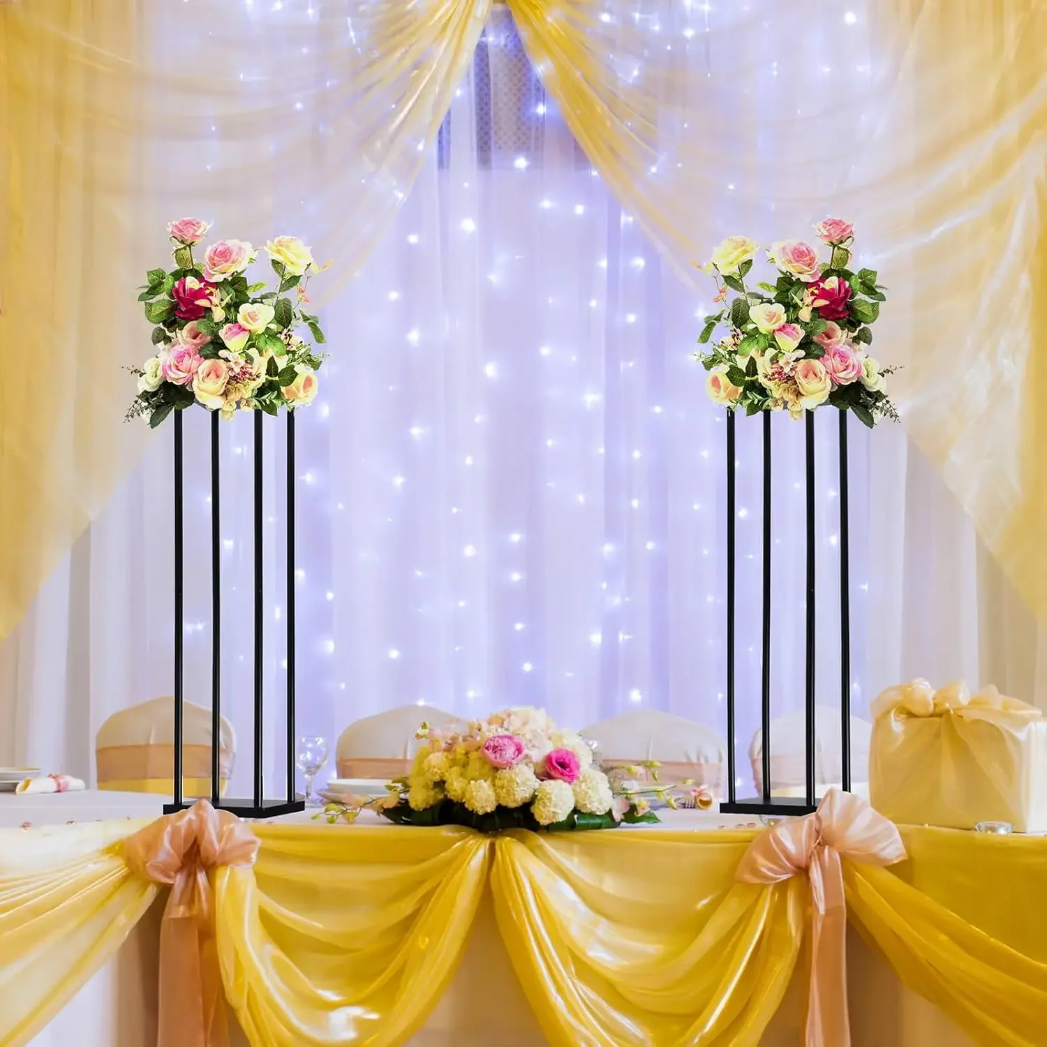 10 шт. матовая черная свадебная подставка для цветов металлическая ваза колонна