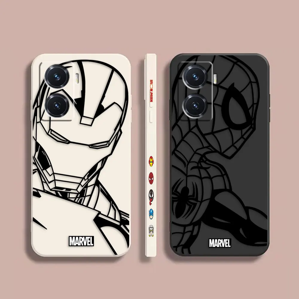 

Case For VIVO Y55S Y31 Y55 Y35 Y51S Y73S 5G Y83 Y93 Z3 Z5X Z6 Colour Simple Liquid Silicone Case Marvel's Spider-Man Iron Man