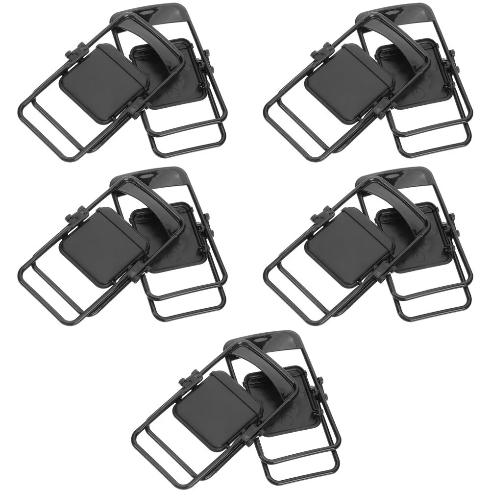 

10 Pcs Desktop Phone Bracket Miniature Furniture Black Chairss Folding Model Umbrella Sun House Cellphone Holder