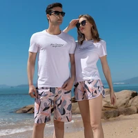 8097 couple beach suit mens and womens shorts comfortable quick drying shorts cotton t shirt wholesale large size