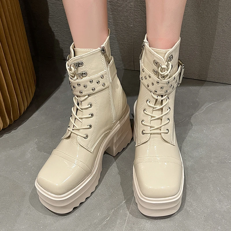 

Женские ботильоны на массивной платформе, готические ботинки на танкетке для косплея, INS стиль, Лидер продаж