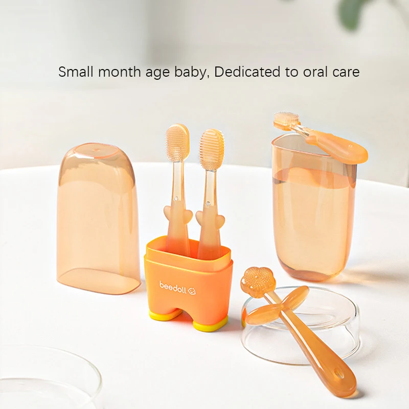

Baby Silicone Toothbrush Deciduous Teeth 0-18 Months Tongue Coating Cleaning Oral Care Soft Brush Health Care Children's Product