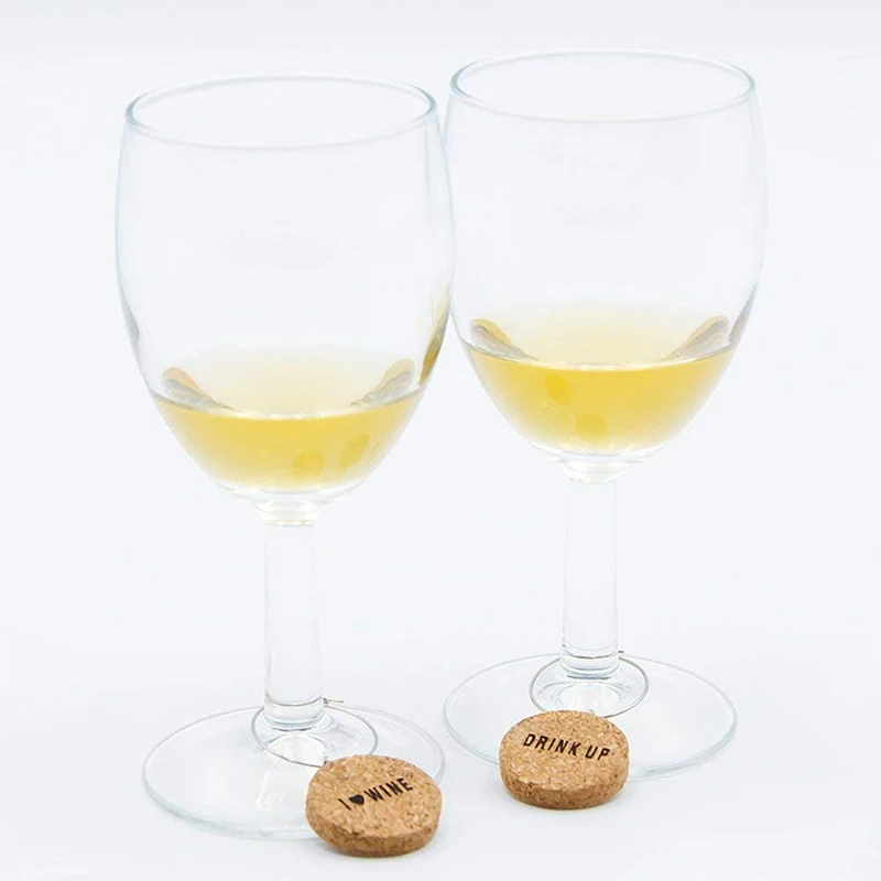 

6Pcs Wine Glass Markers Cork Glass Charms Diy Goblet Wine Glass Rings With Wire Hoop Drink Marker For Party Holidays New