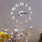 Современные большие настенные часы, 3D зеркальные наклейки, уникальные часы с большими цифрами, украшение сделай сам, настенные часы, художественная наклейка, наклейка, Современное украшение для дома