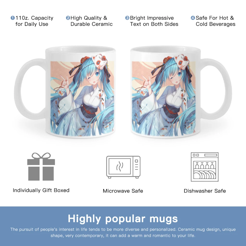 Керамическая кружка Hatsunes Mikus с аниме идеально подходит для кофе чая
