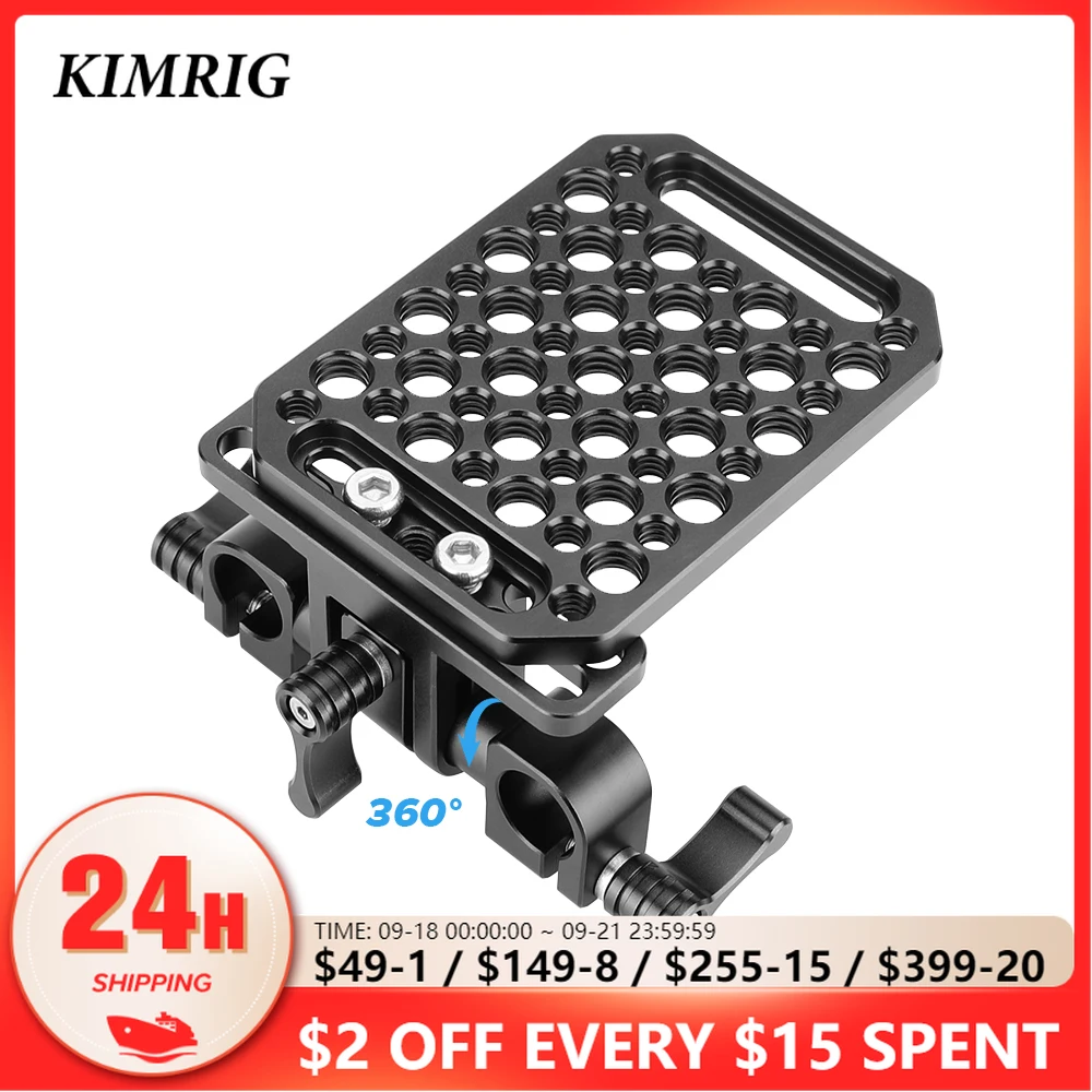 

KIMRIG Multi-Functional Tripod Mounting Cheese Plate Baseplate With 360 Swivel 15mm Rod Clamp Adapter Fr Dslr Cameras Video Rig