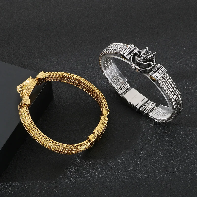 Мужской браслет-цепочка из нержавеющей стали в стиле панк